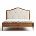 Sofa z drewna w stylu vintage z beżowym tapicerowanym siedziskiem 200 x 100 x 100cm